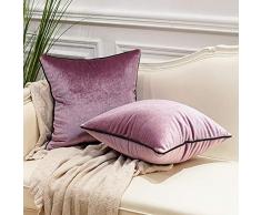 Avigers 2 Stück Solide quadratische natürliche Warp-Strickte Samt Dekorative Kissenbezug Home Decor Kissenbezug für Sofa 45,7 x 45,7 cm Marineblau 18 x 18, only Cover Russet-red