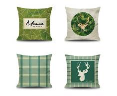 YOUR SMILE Ihr Lächeln 4 Baumwolle Leinen Sofa Home Decor Design Werfen Kissen Fall Kissen quadratisch 45,7 cm, Baumwoll-Leinen, Star/Square/Triangle/Chain, 45 cm x 45 cm