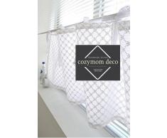 Spitzen-Baumwolle, handgefertigt, natürliche Baumwolle, Cafe-Vorhang, Küchenvorhang, Volants, europäische ländliche Mode, Fenstervorhang für Zuhause, ein Stück, 32 (B) x 127 (L) cm