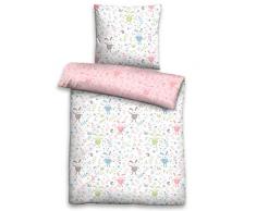 biberna 0007233 Feinbiber Bettwäsche Kids & Teens Garnitur mit Kopfkissenbezug (Baumwolle) 1x 135x200 cm + 1x 80x80 cm, Rose