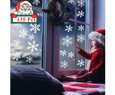 Acoavo Fensteraufkleber, Schneeflocken-Motiv, 135 Stück, Weiß