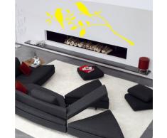 INDIGOS 4052166072809 Wandtattoo w436 Vögel Pflanze Wandaufkleber 120 x 85 cm, gelb