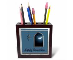 3dRose PH 22457 _ 1 Ramadan Laterne mit Mond in der Fenster Fliesen Stifthalter, 12,7 cm