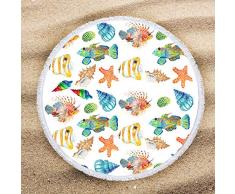 ARIGHTEX Seashell Rund Nautisches Strandtuch Roundie Marine Print Rund Fringed Strandtuch Circle Strand Handtücher Bunte Strand Decke