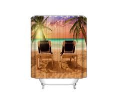 Kinder Badezimmer mint grün schwarz und weiß ANIMIERT nahtlos Seestern Conch Shell fünfeckiger Geometrische Streifen Duschvorhang Polyester-Design,-Badezimmer Dusche Vorhang Set mit Haken 72x72 Beach Chair