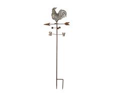 Deco 79 Farmhouse 106,7 x 35,6 cm Eisen Wetterfahne Hahn auf Deko-Gitter, grau/schwarz/Bronze