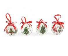 Galileo Casa 2196305 Set 14 Weihnachtskugeln mit Schleifen und Bäumen, Mehrfarbig, Maße: Ø 7,5 cm