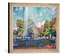 Gerahmtes Bild von Theodore Van Rysselberghe Springbrunnen im Park von Sanssouci bei Potsdam, Kunstdruck im hochwertigen handgefertigten Bilder-Rahmen, 40x30 cm, Silber Raya