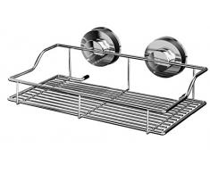 RIDDER 12010100 Duschablage mit Saughalter, Edelstahl, chrom, ca. 35 x 18,7 x 9,5 cm