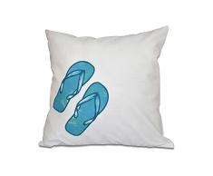E-design 40,6 x 40,6 cm, Flip Flops, geometrische Print Kopfkissen, weiß, 40,6 x 40,6 cm