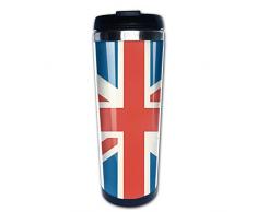 Hasdon-Hill Lustige Reisetassen für Frauen Männer Vater Mutter Britische Flagge Kaffeetasse Teetasse Edelstahl Tasse für Freund Geburtstag 340 ml One Size schwarz