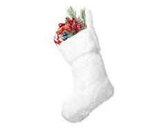 KULME Traditionelle Weihnachtsstrümpfe, Weiß, groß, Schneeflocke, Kunstfell, Weihnachtsstrumpf, Kamin, Dekoration, Geschenktüte für Urlaub, Party, Dekoration, Geschenk