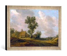 Gerahmtes Bild von Jan Van Goyen Landschaft mit Bauernhäusern, Kunstdruck im hochwertigen handgefertigten Bilder-Rahmen, 40x30 cm, Silber Raya