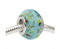 Beadaholique Murano Glas Stil Pandora kompatibel Perlen, 13 mm, blau mit Konfetti