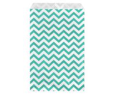 888 Display USA Chevron Papier Shopping Sales Tragetaschen Favor Tüten Geschenktüten Geburtstag Hochzeit Ostern Reveal Party Baby Dusche (100 Zählen) 8 1/2 x 11 Blaugrün