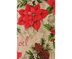 Noel Weihnachtsstern Weihnachtsholly Mistelzweig Tannenzapfen Vinyl Flanell Rückseite Tischdecke 52 x 70 Oblong multi