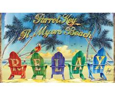 Northwest Art Mall jm-6732 RXC Parrot Schlüssel Florida Relax stühle 27,9 x 43,2 cm Print von Künstler Jim MAZZOTTA