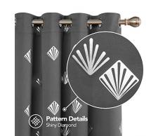 Deconovo Verdunkelungsvorhang Folie Bedruckt glänzend Diamant Muster Ösen Lichtblocking Fenster Vorhänge für Wohnzimmer 2 Panels, dunkelgrau, 52 x 63 inch