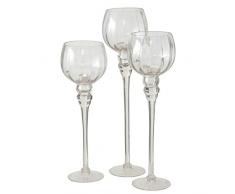 Ganze Haus Welten Die Spektakuläre Cape Cod langer Stiel Kerzenhalter, Set 3 Stück, kristall klar Gerippter Glas, je über 1 FT hoch, (19, 16 1/2 und 38,1 cm hoch) für Teelichter oder Votivkerzen