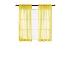 Deconovo 63 transparenter Vorhang für Gardinenstangen für Schlafzimmer, 152,4 x 160 cm, zitronengelb