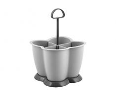 H+H Pop Grey Besteckkasten für 4 Personen, Polypropylen, Grau, 15 x 23 cm