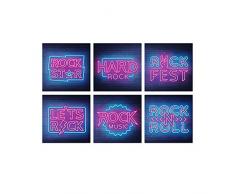 Rockmusik Dekor - Set von 6 inspirierenden Plakaten, ungerahmt, 11 x 11 cm, Wandbild, Gemälde - Rock N Roll Lovers Poster für die Schule von Rock, Bar und Raumdekoration - Rock and Roll Geschenk für Fan