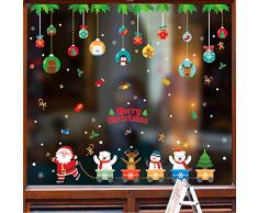 HYASIA Weihnachts-Fensteraufkleber, Schneeflocke, Fensteraufkleber, Weihnachtsdekoration, Schneeflocke, Schneemann, Weihnachtsmann, Weihnachtsbaum, Rentier, Elch, Glocken, statische Aufkleber für Glasfenster. 1Pcs mehrfarbig