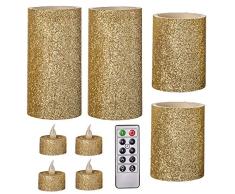 Darice Gold Batteriebetriebene LED Kerzen Set: Glitzer, Fernbedienung, 9 Stück