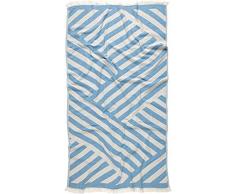Harmony of Garns 100% Baumwolle Pestemal türkisches Handtuch 91 x 168 cm Strand Bad Spa Yacht Gym Sport Pestemal Sarong Hammam Kikoy Fouta blau