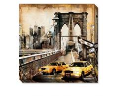 DongLin art New York Painting Brooklyn Bridge Gemälde Wand Art Decor Gemälde für Wohnzimmer und Schlafzimmer Decor gerahmt und gespannt, Canvas, 12 x 12 inch