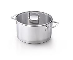 Kitchen Fun Mambo Kochtopf mit Deckel 24 cm, Edelstahl, rostfrei, grau