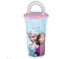 Glas/Trinkflasche mit Strohhalm Disney Die Eiskönigin