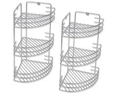 vidaXL 2X Badablage Eckregal Badregal Duschablage Duschkorb mit 3 Ablagen Metall, Eisen, Silbern, One Size