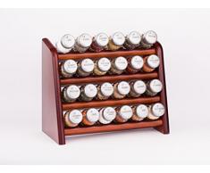 Gald Gewürzregal, Küchenregal für Gewürze und Kräuter, 24 Gläser, Holz, Braun/matt, 31 x 27 x 15.5 cm