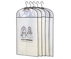 Staubdichte, feuchtigkeitsdichte und Insektendichte Kleidersäcke 61 cm 132 cm (3 Stück) schwarze Seite atmungsaktive transparente Reißverschlusstasche für alle Kleidung im Frühling, Sommer, Herbst und Winter