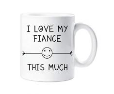 60 Second Makeover Limited 60SECMUG772 Tasse mit Aufschrift „60 Second Makeover I Love My Fiance This Much“, für Verlobung, Valentinstag, Geburtstag, Weihnachten, lustig, keramik, weiß