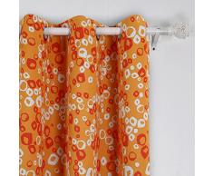 Deconovo Küchenvorhang mit Ösen, kreisförmig, Bedruckt, thermoisoliert, für Schlafzimmer, 107 x 160 cm, Orange und Rot