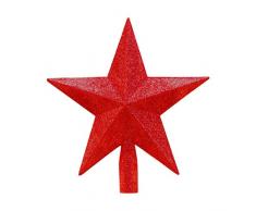 DALJIAFA Christbaumspitze 15 cm Weihnachtsstern Glitzer Stern Baumspitze perfekt für Jede Größe Weihnachtsbaum funkelnd Urlaub Party Dekorationen Festliche Dekoration Ornamente 20 Red