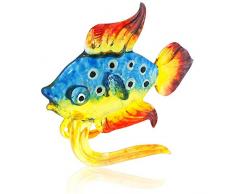 Spk GlassArt Handgefertigte Handgeblasene Glasfigur, Motiv Kämpfer mit blauen Fischen