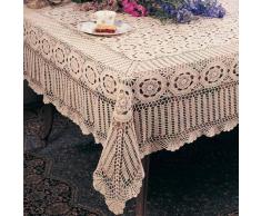CT Handgefertigt Crochet Spitze Tischdecke. 100% Baumwolle Häkelarbeiten. One Piece. Landhausstil Oblong 72 inch x144 inch Natur