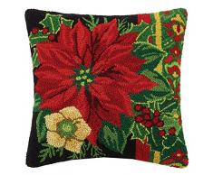 Peking Handarbeitskissen aus Wolle mit Weihnachtsstern, Mehrfarbig