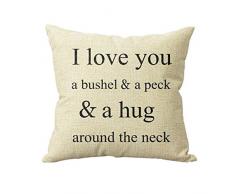 yuelove Love Hug Baumwolle Leinen Quadratisch Malerei Kissen Fall Valentine s Day Lover Geschenk Weich Sofa Taille Outdoor Überwurf Kissenbezug Basic Boden Kissenbezüge Sweet Love Home Decor 45x45cm/17x17 love