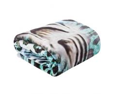 Eurofirany Decke Tagesdecke Wohndecke Flauschig Soft Muster Weich Wohnzimmer Schlafzimmer Couchdecke Sofadecke Überwurf, Türkis + Beige, 150x200cm