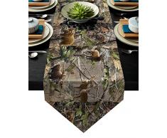 Baumwollleinen Tischläufer Kommode Schals Realtree Camo Rustikal Hirsch Elch Vogel Bär Anti-Rutsch Tischdecke für Urlaub Dinner-Party Hochzeit Home Decor 13x70 inches Bear70822 Tablet-Schutzhülle