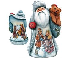 G. Debrekht Frosty Friends Santa Holz geschnitzt und handbemalt Figur