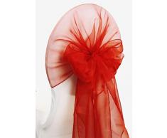MDS 10 Stück Organza Kapuze Schärpen Stuhl Schärpen/Bögen Hoods Band für Hochzeiten Oder Events Banquet Decor Stuhl, Kapuze Schleife Band 20 Rot