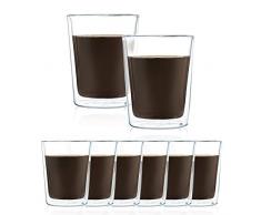 JavaFly Basic Baffin doppelwandiger Tasse für Tee und Kaffee, 400 ml, transparent 8 Pack farblos