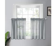 YOKISTG Vorhänge aus Leinen, für Schlafzimmer, Wohnzimmer, Fenster, 2 Paneele 25 x 36 grau