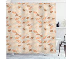 ambesonne Perlen Decor Kollektion, BE CREATIVE Zitat Watercolor Print Federn und aufreihmaterialien Boho Style Home Decor Polyester-,-Badezimmer Dusche Vorhang Set mit Haken, weiß braun, Polyester, Multi 5, 69W x 70L