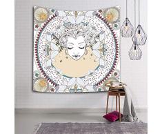 Simsant Tapisserie Mandala Bohemian Wandbehang Tapisserie-Bettwäsche Picknick Decke Wand Kunst Bettwäsche 60x60inches (152.4x152.4CM beige